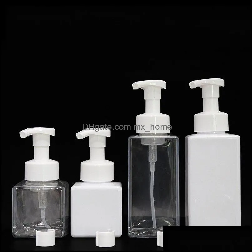 250ml 500ml PET Hand Sanitizer Bottle Clear White Square Foam Pump Bottle for Face Cleansing (Free Fast Sea shipping)