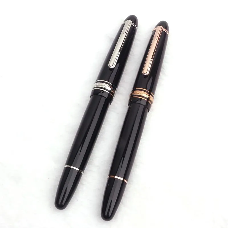 Jel Pens 149 Fountain Pen 750 Altın Nib Derin Siyah Reçine Silindir Top Platin Kaplamalı Sevimli Sabit Malzemeler