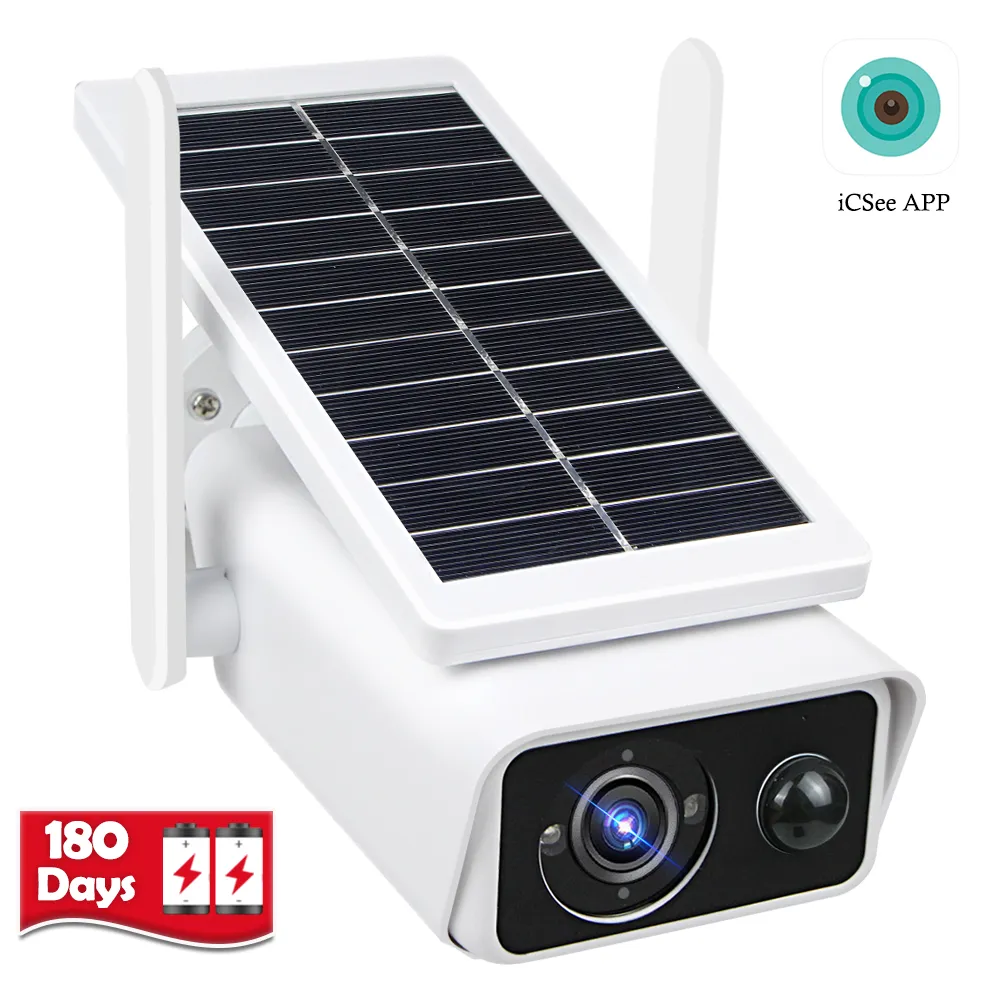 1080p HD WiFi Camera Outdoor Solar Solar Panel Wireless Camera Camera Battery Pirced Pir Motion IP66 CCTV Camera ICSEE