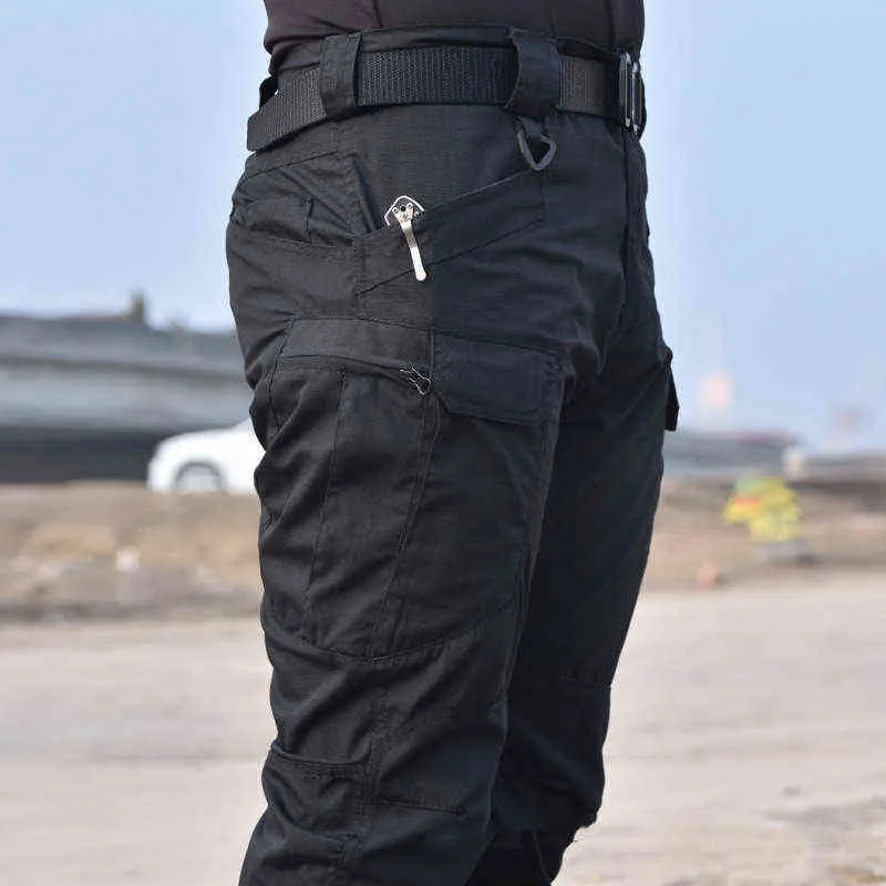 Calças cargo camufladas masculinas, calças elásticas com vários bolsos, calças militares masculinas para corrida ao ar livre, calças táticas plus size g220507