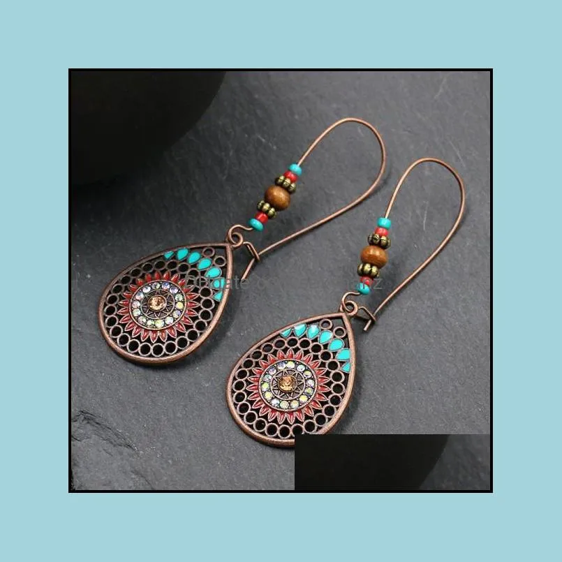 Bohemian Ethnic Style Pendant Earrings Vintage Alloy Fringed Coin Dangle Drop Earrings for Bridal Party Wedding Jewelry