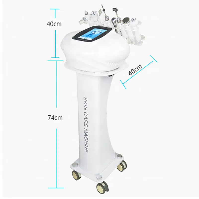 8 em 1 Spray de alta pressão RF Radioteca de haste de ferro haste Facial Facial Todo -Poderoso Aqua Peel Machine Oxigênio Levante