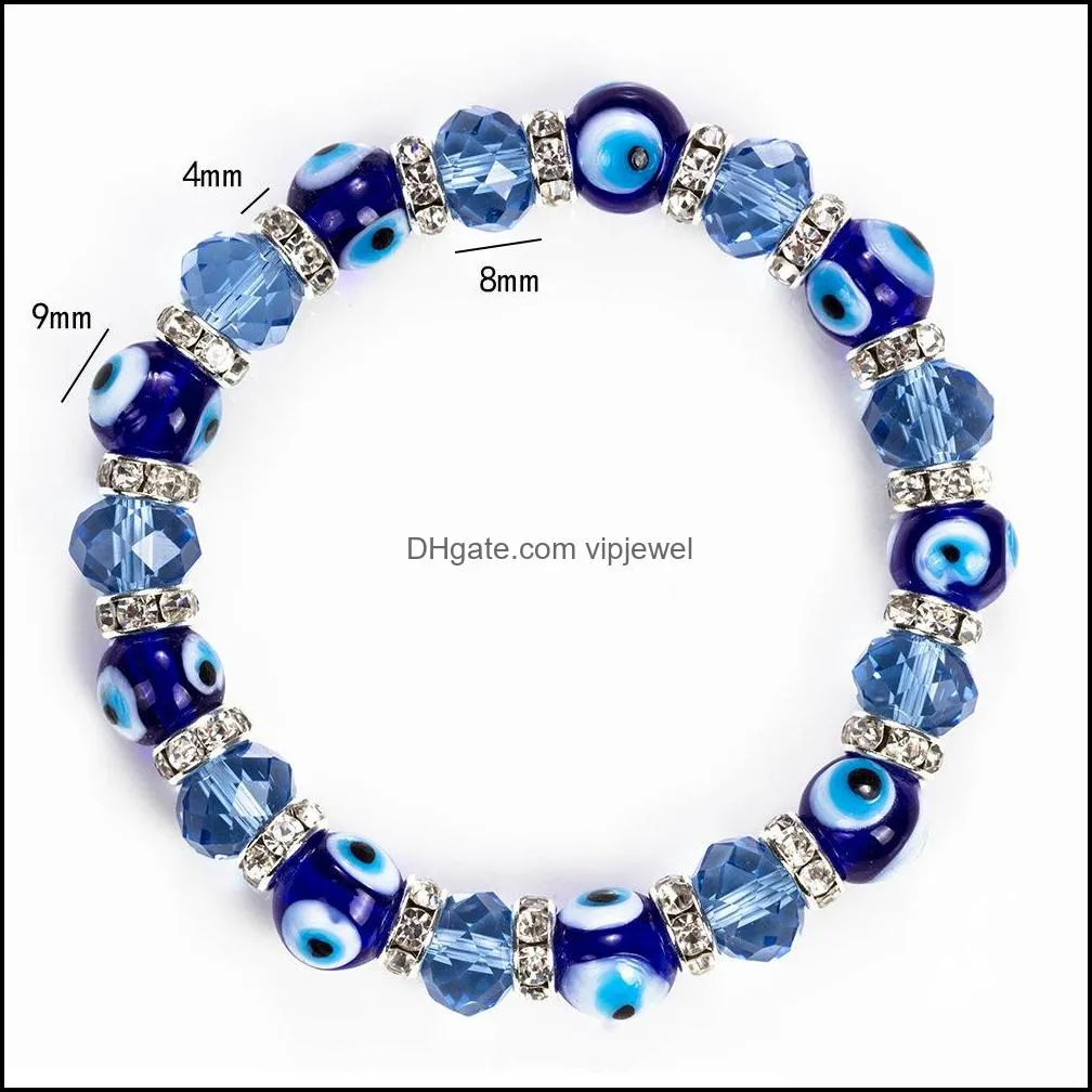 Turkish Blue Eye Bracelet Handmade Jewelry Amulet Religious Evil Nazar Eye Crystal Bracelets for Women Girl