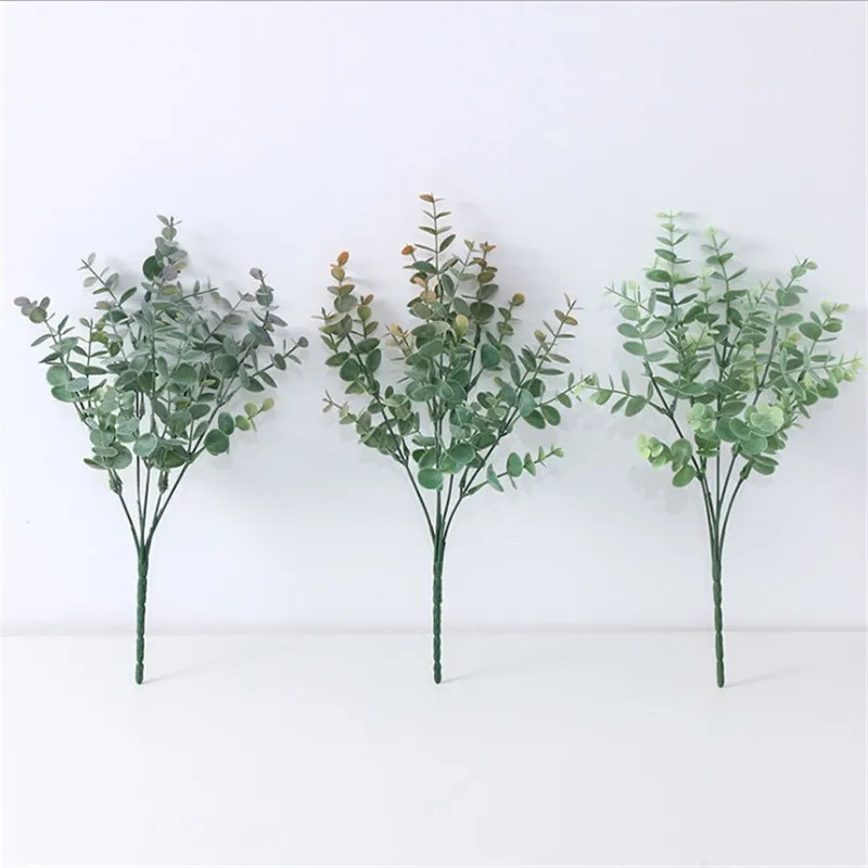Plastica artificiale verde eucalipto erba pianta finta verde fiore foglia forchette G21573