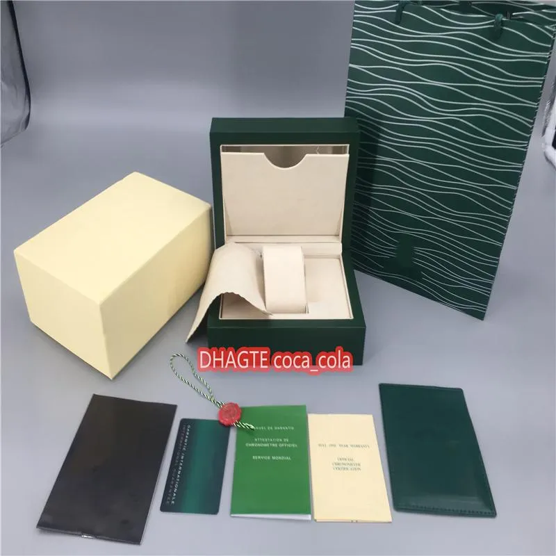 Boîte de montre rolex originale d'usine verte avec des boîtes de montre Papiers Carte Wallet BoxesCases