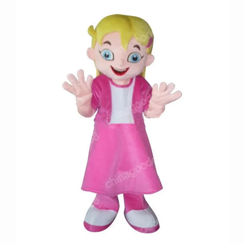 Performance Pink Dress Girls Mascot Costume Halloween Christmas Fancy Party Dress Cartoon Character Outfit Suit Carnival Unisex Adults Outfit