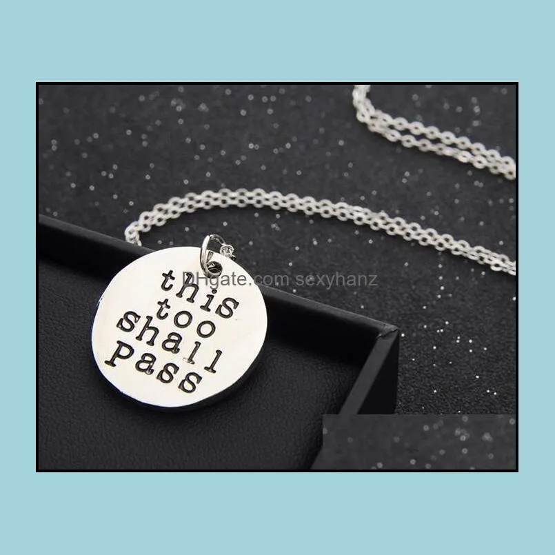 Fashion Simple Letters Stamped Round Pendant Necklace