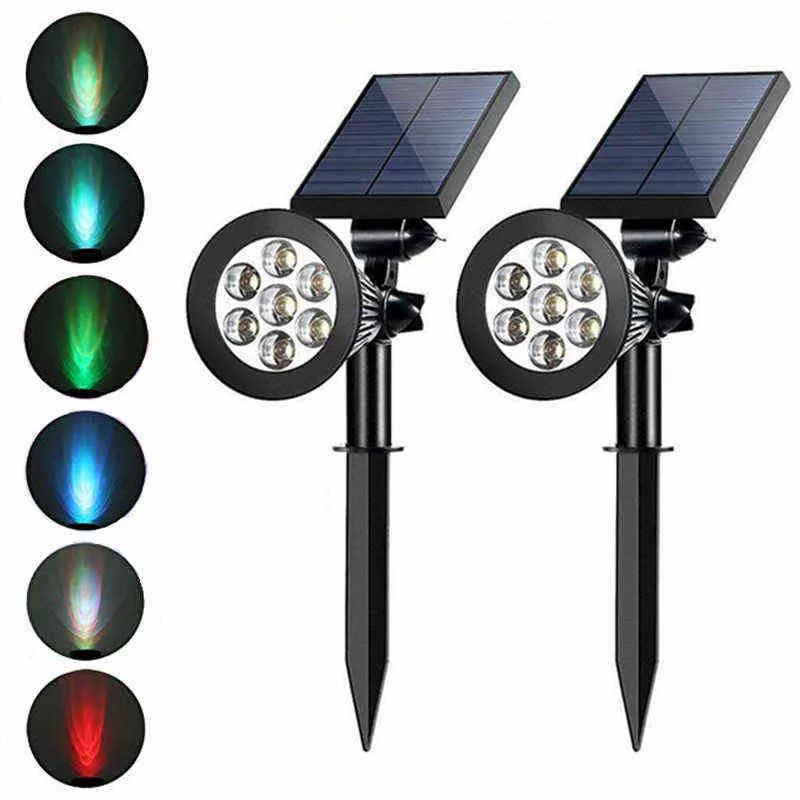 Led Solar Outdoor Spotlight Waterproof Led Light Floor Lawn Wall Lamp Garden Decoration Outdoor Light Landscape Solar Lamp J220531