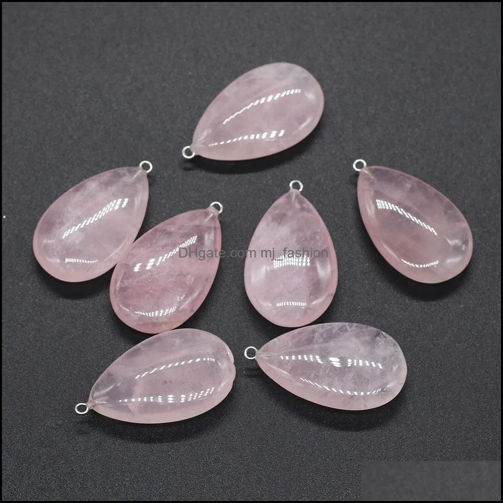 22x38mm waterdrop natural stone charms reiki healing rose quartz crystal stones pendant for necklace earrings jewelry mjfashion