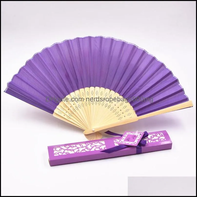 Hand Held Fan Wedding Favor Gift Luxurious Silk Folding Dance Party Decoration Folding Hand Held Solid Color Fan Groups Gifts 36 p2