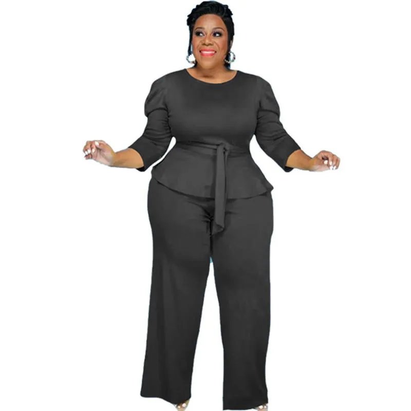 Agasalhos femininos plus size L-4xl conjunto feminino de 2 peças para lounge manga longa outono solto duas moda sólida gota inteiraWo2928