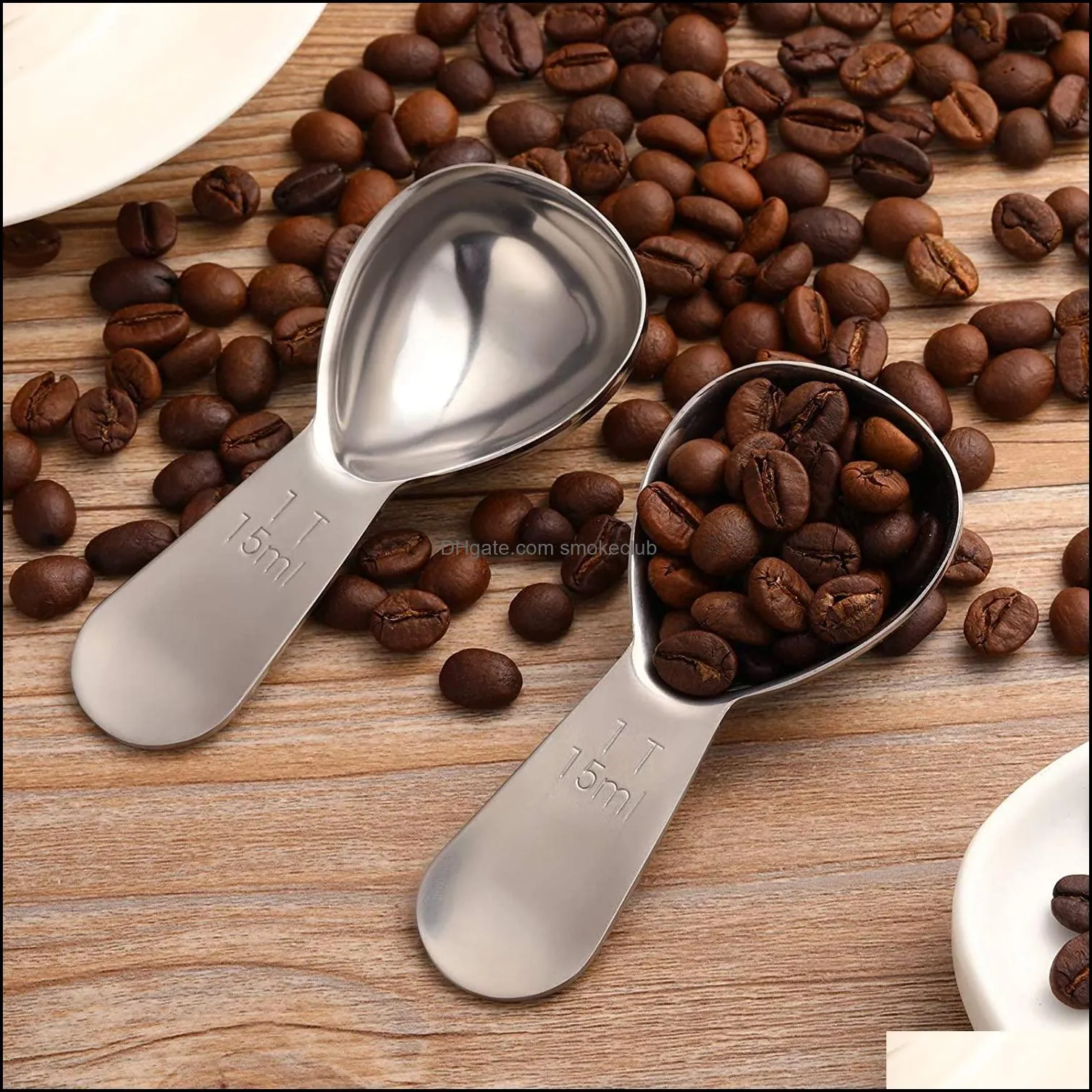 Measuring Tools 15ML 30ML Rosegold Silver Coffee Scoop Stainless Steel 2&1 Short Handle Tablespoon Spoons for Coffee Tea Sugar