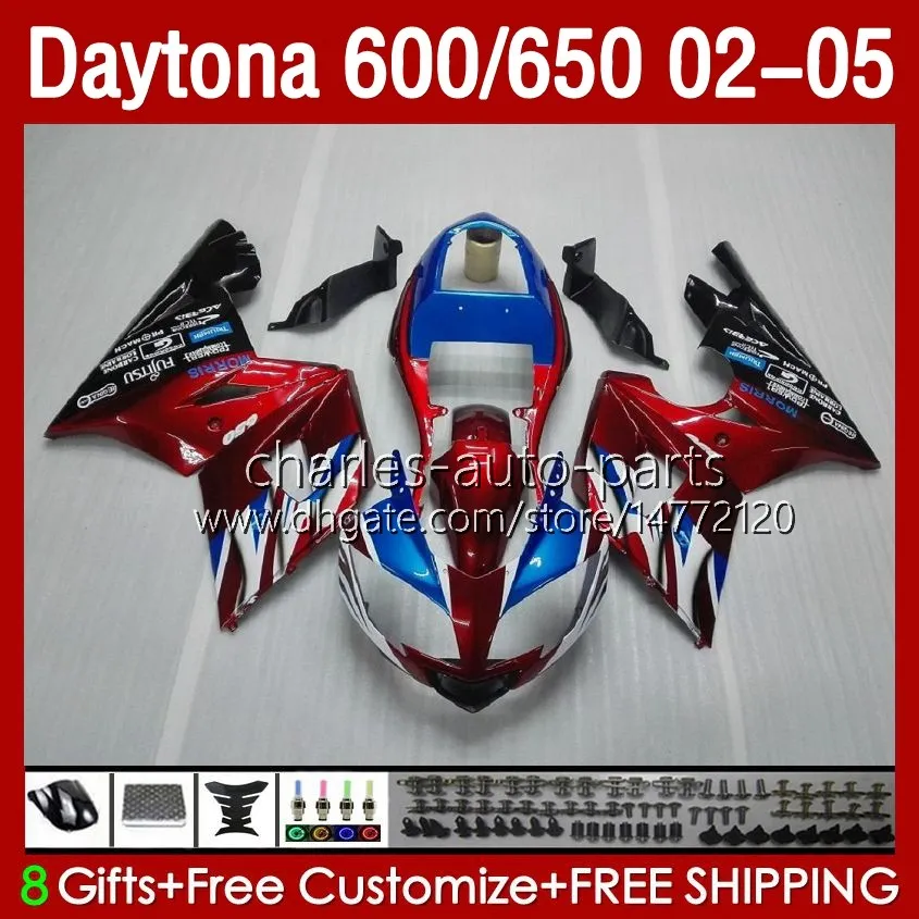 OEM Bodywork For Daytona 650 600 CC 600CC 650CC 02 03 04 05 Bodys 132No.16 blue blk Daytona650 Daytona-600 2002-2005 Daytona600 2002 2003 2004 2005 Fairings Kit dark red