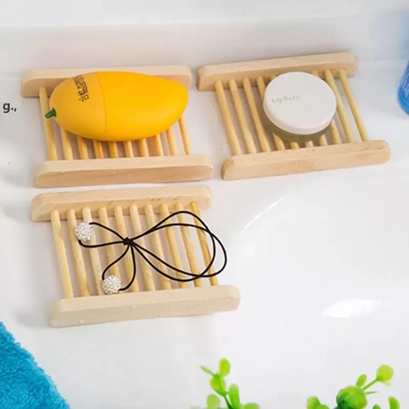 Bandeja de sabão de madeira natural Bandeja de armazenamento criativo Soop Rack Plate Box recipiente para banho de banho banheiro