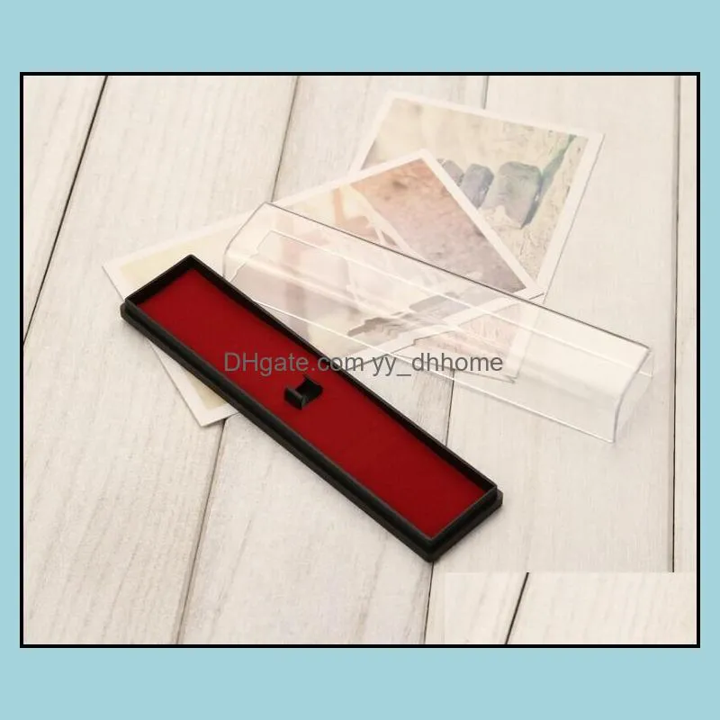 clear transparent pencil cases with red color bottom plastic pen packing boxes wholesale gift boxes sn2807