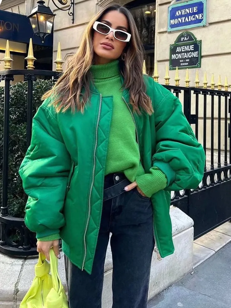 Winter Loose Unisex Parka 2022 Fashion Women Green Oversized Solid Jackets Female Vintage Warm Outerwear Girls Chic L220725