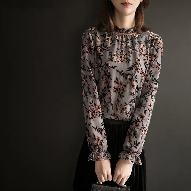 Yeniery shirt Plush and thickened women's ear edge blouse in autumn and winter UT032 210308