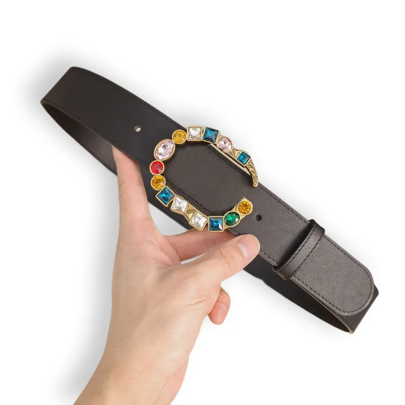 Gemstone Buckle G Design Genuine Leather Belt For Men And Women