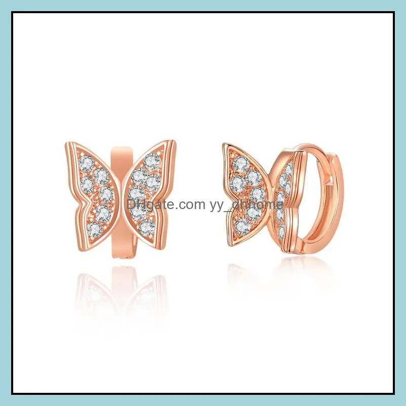 Hoop Hie Earrings Jewelry Butterfly Sier Gold Plated Ear For Women Elegant Sweet Korea Design Drop Delivery 2021 A3Vjk