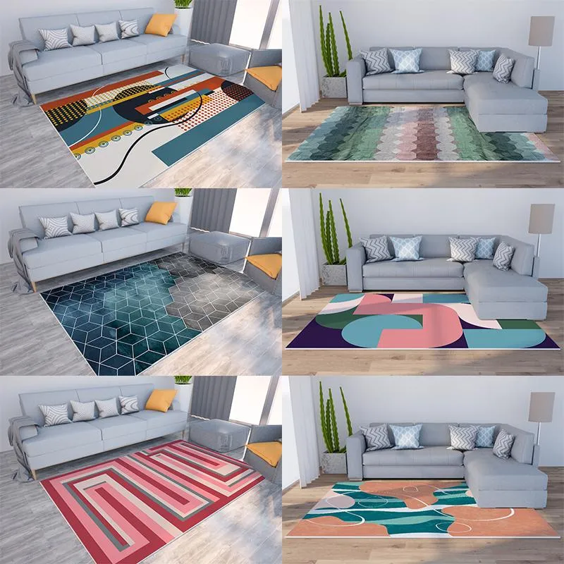 Mattor dörröppning heminredning geometrisk mönster matta sovrum ingång golvmatta kudde matcarpets