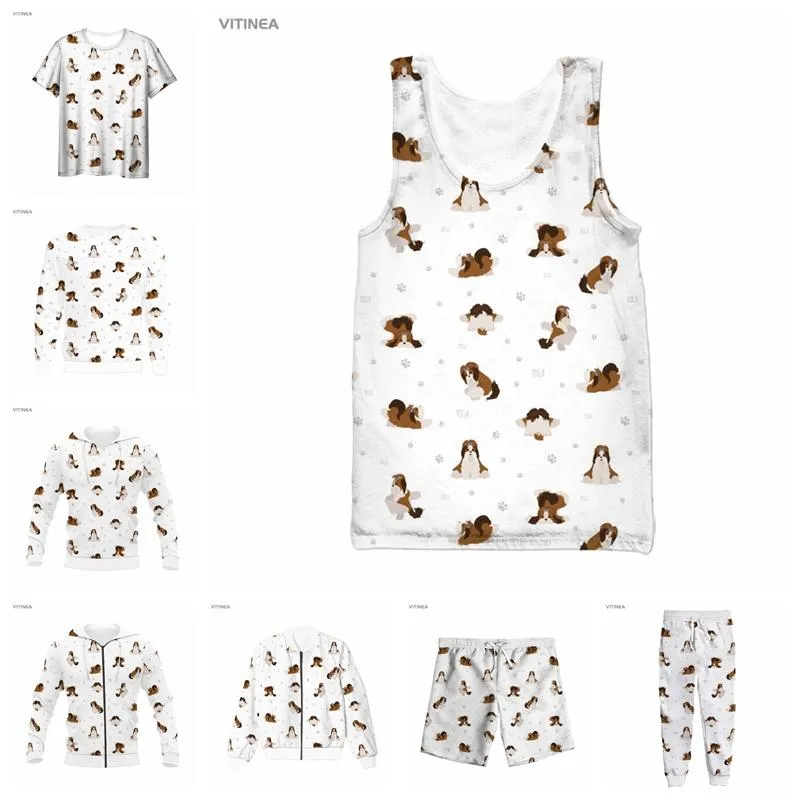 Erkek Trailsits Vitinea 3D Tam Baskı Yoga Dogları T-Shirt/Sweatshirt/Zip Hoodies/İnce Ceket/Pantolon Four Seasons Casual R69men's