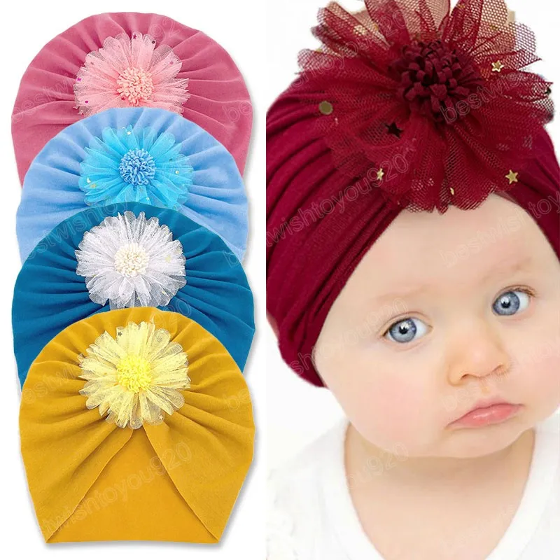 FLOR BEBLE MENINAS MENINAS CHATES DE TURANA MATHE CRIANÇAS BONNET CAPS CRIANÇAS POPOS APES RECONBUNCIDO ACESSORES DE CABELO HOME