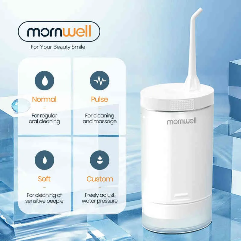 Irrigateur oral portable Mornwell-f22, nettoyeur de dents, irrigateur d'eau télescopique, pistolet de pulvérisation dentaire, fil dentaire 220511