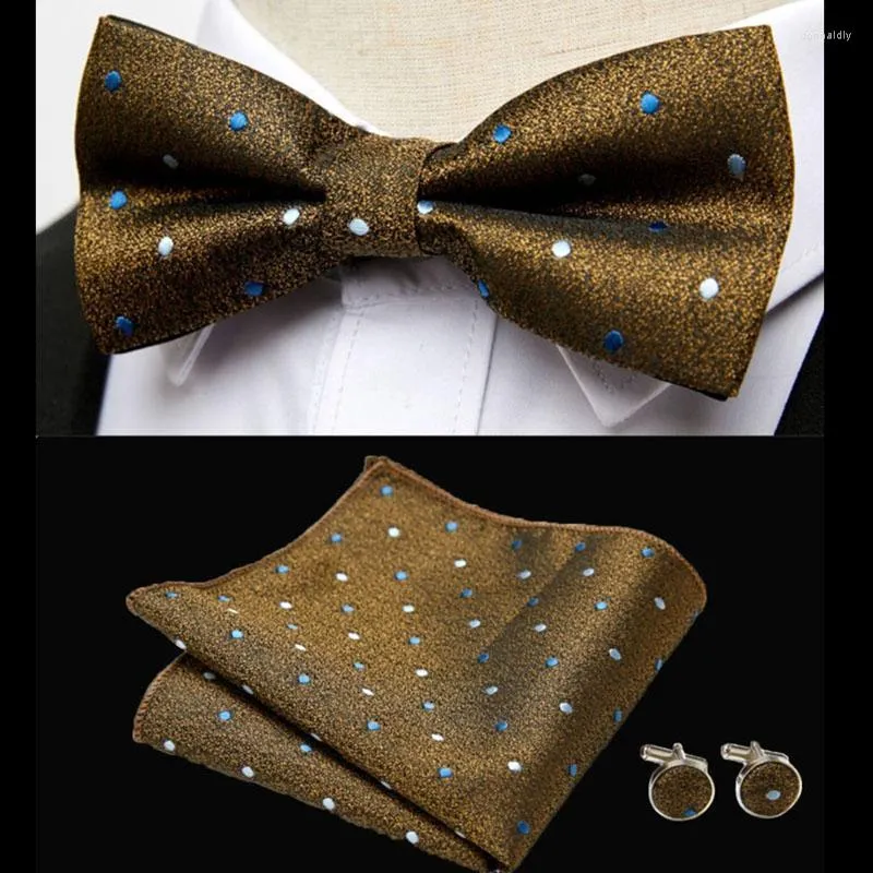 Bow Ties Różowa solidna męska krawat jedwabny Jacquard splecione przyjęcie weselne Bowtie Hanky ​​Brooch