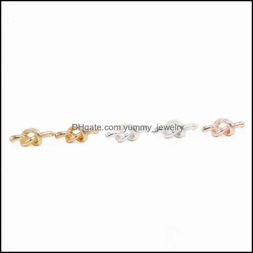 Mode Kleine Knoop Stud Oorbel Leuke Stijl Milieubescherming Materiaal Goud Sier Rose Drie Kleur Optioneel Voor Vrouwen Drop Levering 202