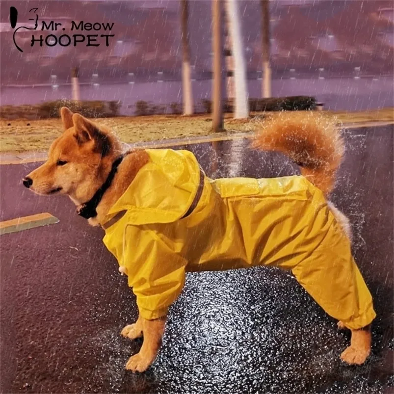 Hoopet Dog Raincoat Jumpsuit Rain Coat for Dogs Pet Cloak Labrador Waterdicht Golden Retriever Jacket LJ201006