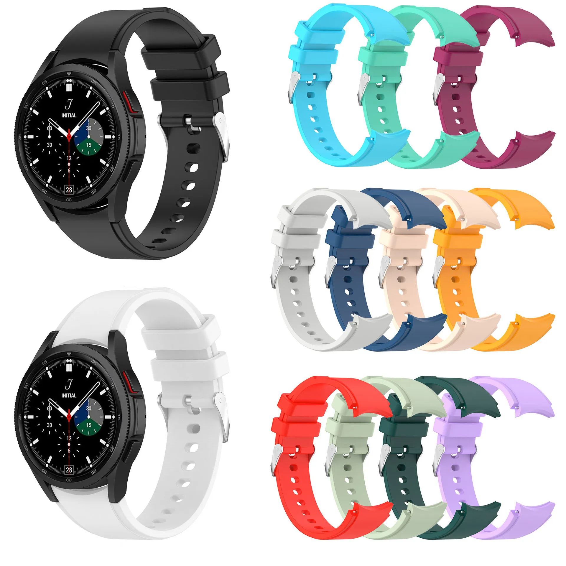 حزام ساعات من السيليكون لساعة Samsung Galaxy Watch 4 Classic 42/46mm 4 40/44m Watch 3 41mm Watchbands استبدال ساعة ذكية