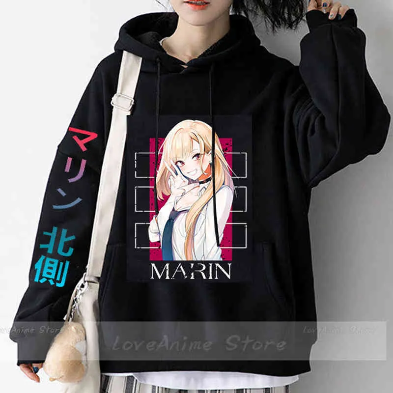 Anime Hoodie My Dress-Up Darling Hoodies Women Overside Hooded Pullover Men Casual Harajuku Sweatshirt Anime Clothes Y220713