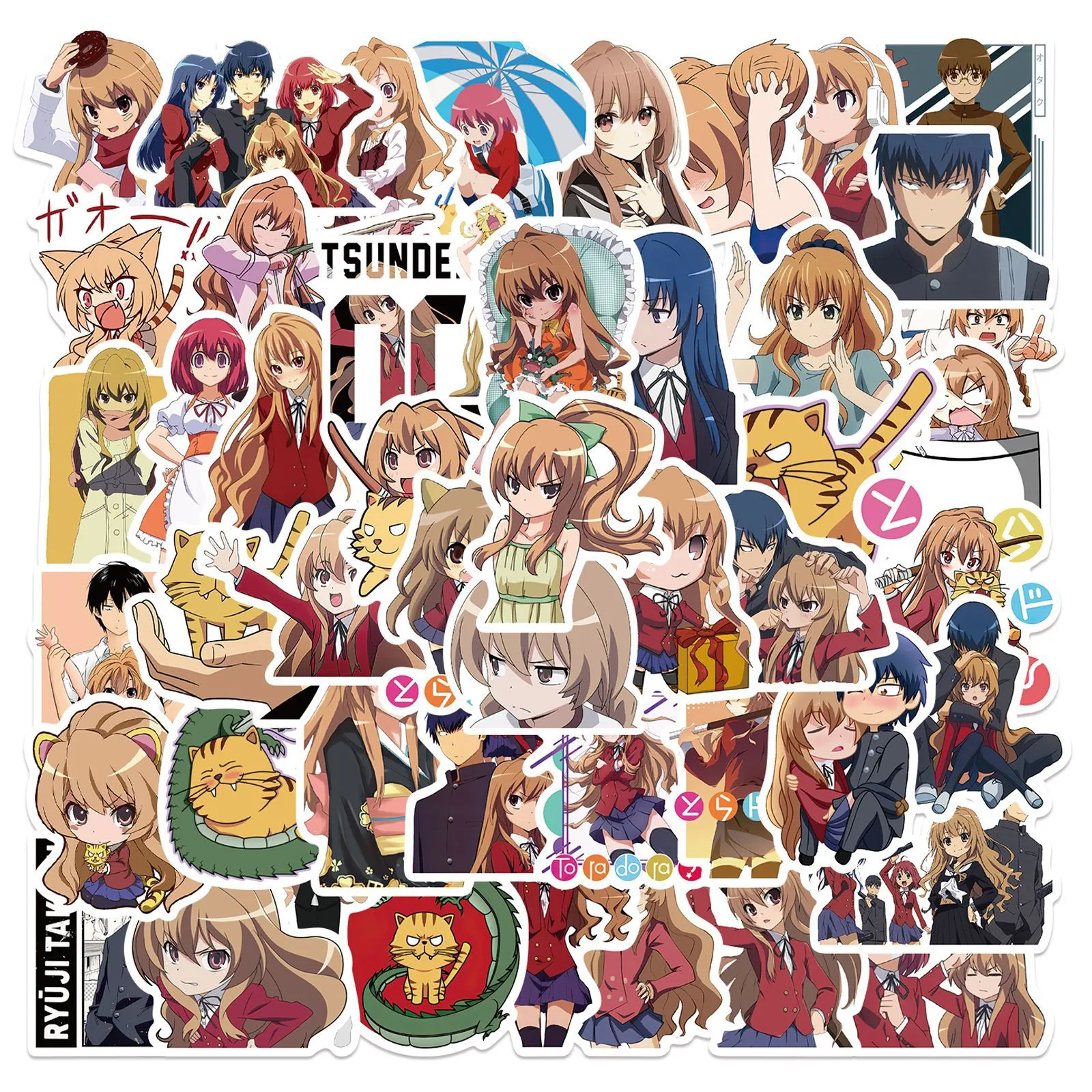 50pcs japońskie anime tygrys smok naklejka toradora naklejki graffiti zabawki deskorolki samochodowe motocykl rowerowe naklejki naklejki hurtowe