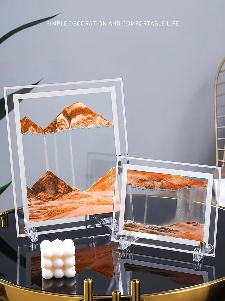 3D kleurrijk bewegende zandframe vloeiende kunst foto glas scape in beweging display schilderij cadeau home decor 220512