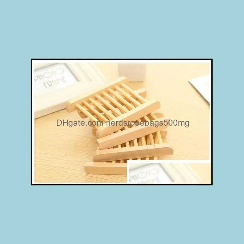 200pcs Natural Wood Soap Tray Saver Dish Rack Deck Dish Holder Shower Plate Box Home Wash Bathroom Decor