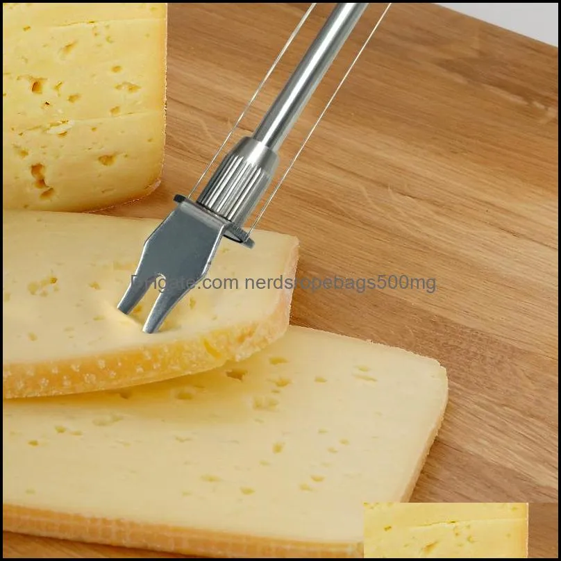 Stainless Steel Cheese Board Double Wire Slicer Kitchen Tools Supplies Adjustable Butter Cheese Cutting Wires Cutter Pizza Peeler