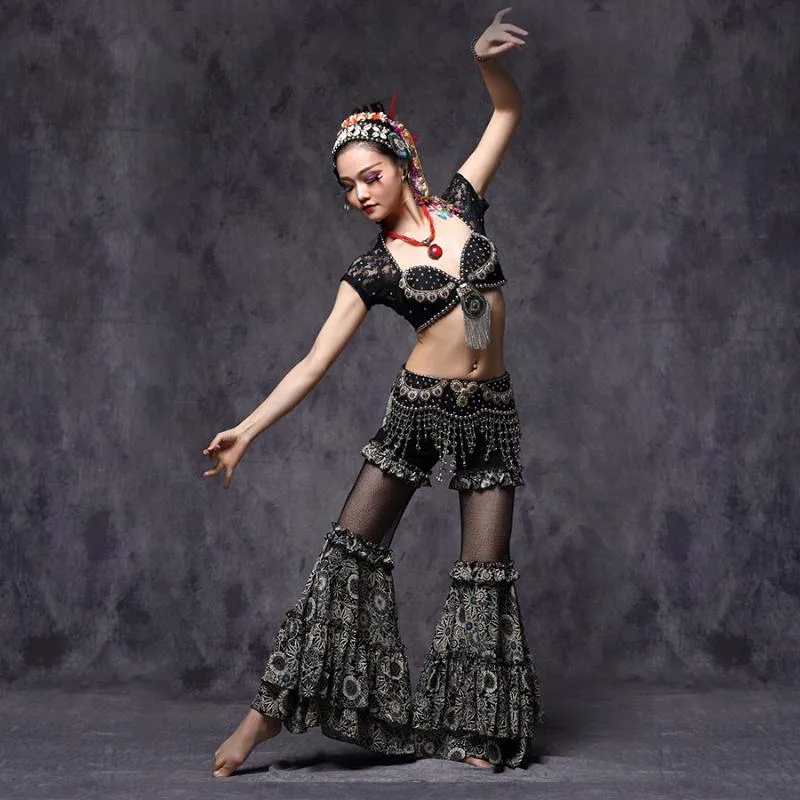 7years Old Lil Girl Black Tribal Bra Fusion Sexy Ats Belly Dance