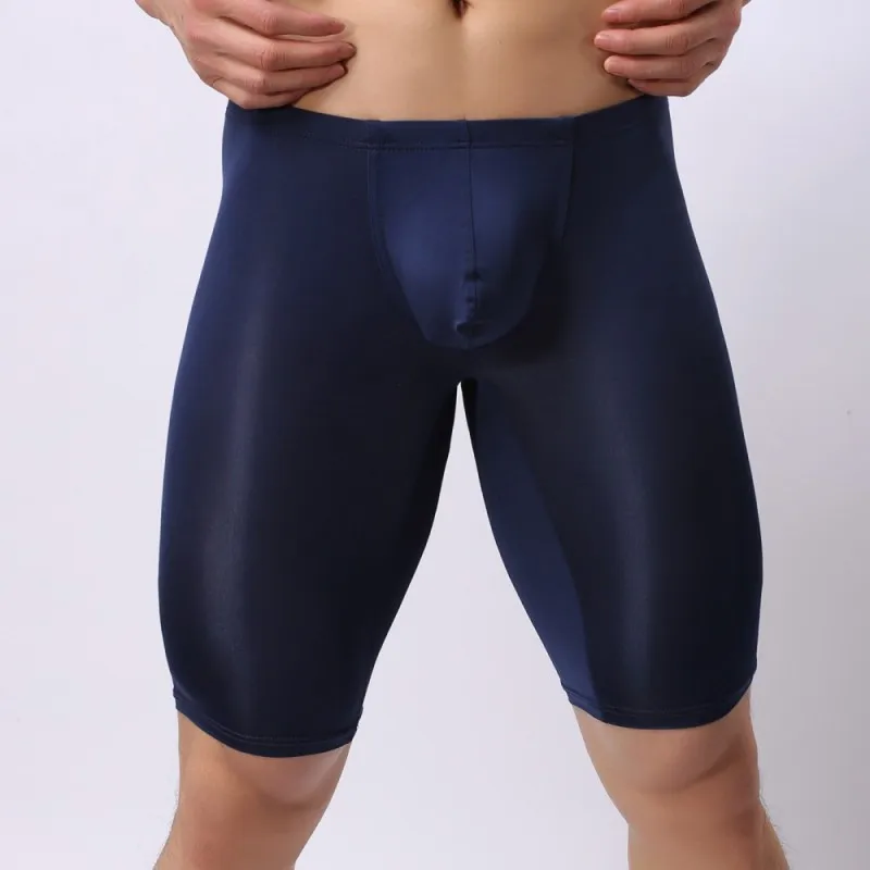 Underbyxor Slim Bekväm lång boxare Sexi Mäns underkläder Transparent påse Bulge Manliga trosor Riding Boxershorts Intimo UO230Q