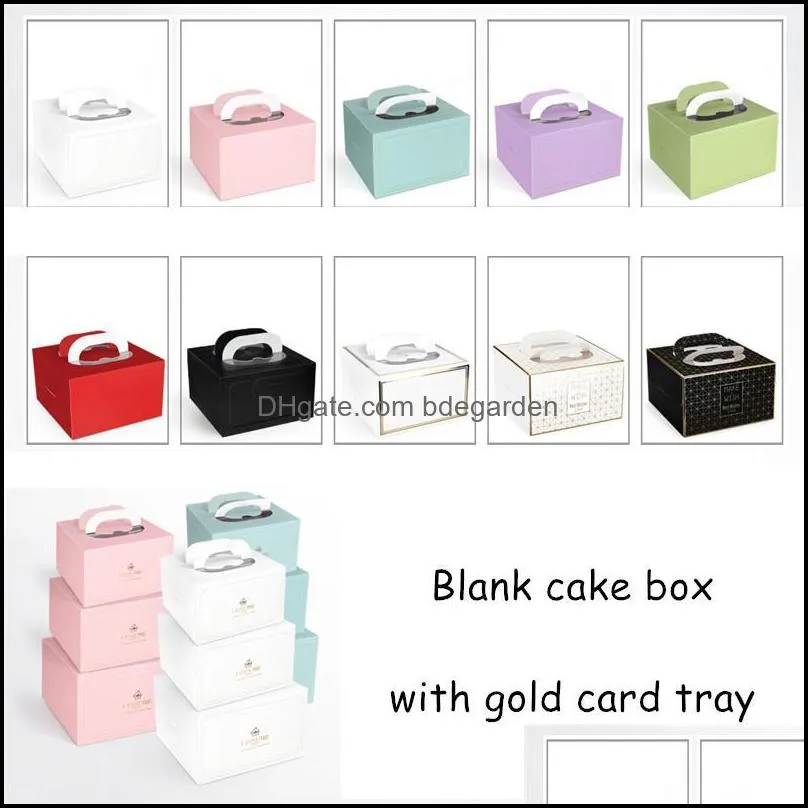 Gift Wrap 5Pcs 4/6/8/10inch White Pink Black Red Cardboard Cake Box With Handle Home Party DIY Dessert Cupcake Packing Package