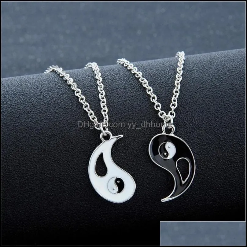 Pendentif Colliers Pendentifs Bijoux Amis Couture Amoureux Charme Collier Colar Mascino Taiji Gossip Yin Yang Couple 11 N2 Livraison Directe