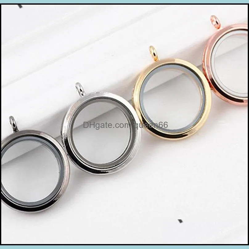 alloy round floating lockets pendant for women men photo living memory glass charm necklace fashion jewelry