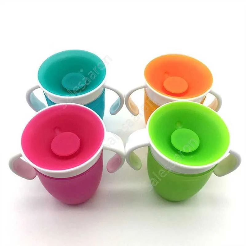 Mugs Reversible Magic Cup Baby Learning Drinking Cups Leak-proof Children's Cupes Bottle 240ml Copos Learning sea freight Inventory 200pcs DAS468