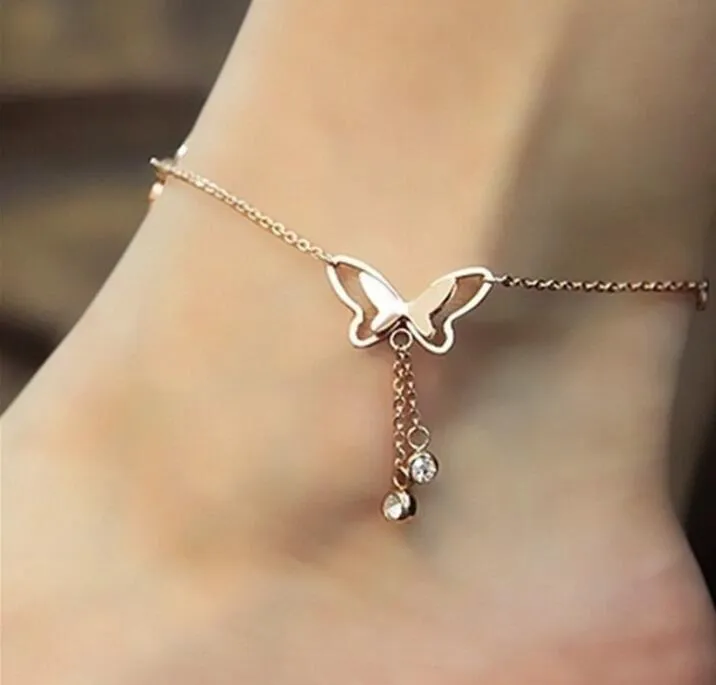 Boho Butterfly Cavigliere Bracciali con cavigliera in oro Gioielli da piede da spiaggia per donne e ragazze