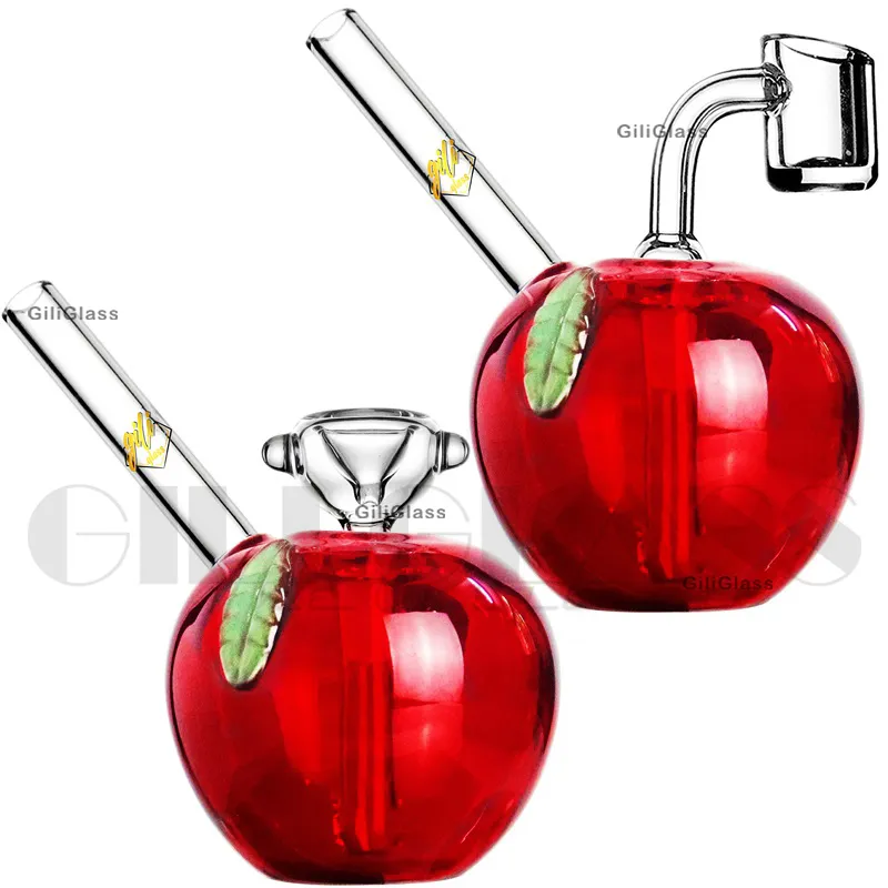 Симпатичный винтажный новый яблочный стиль стеклянный бонг вода мини -курительная труба переработка