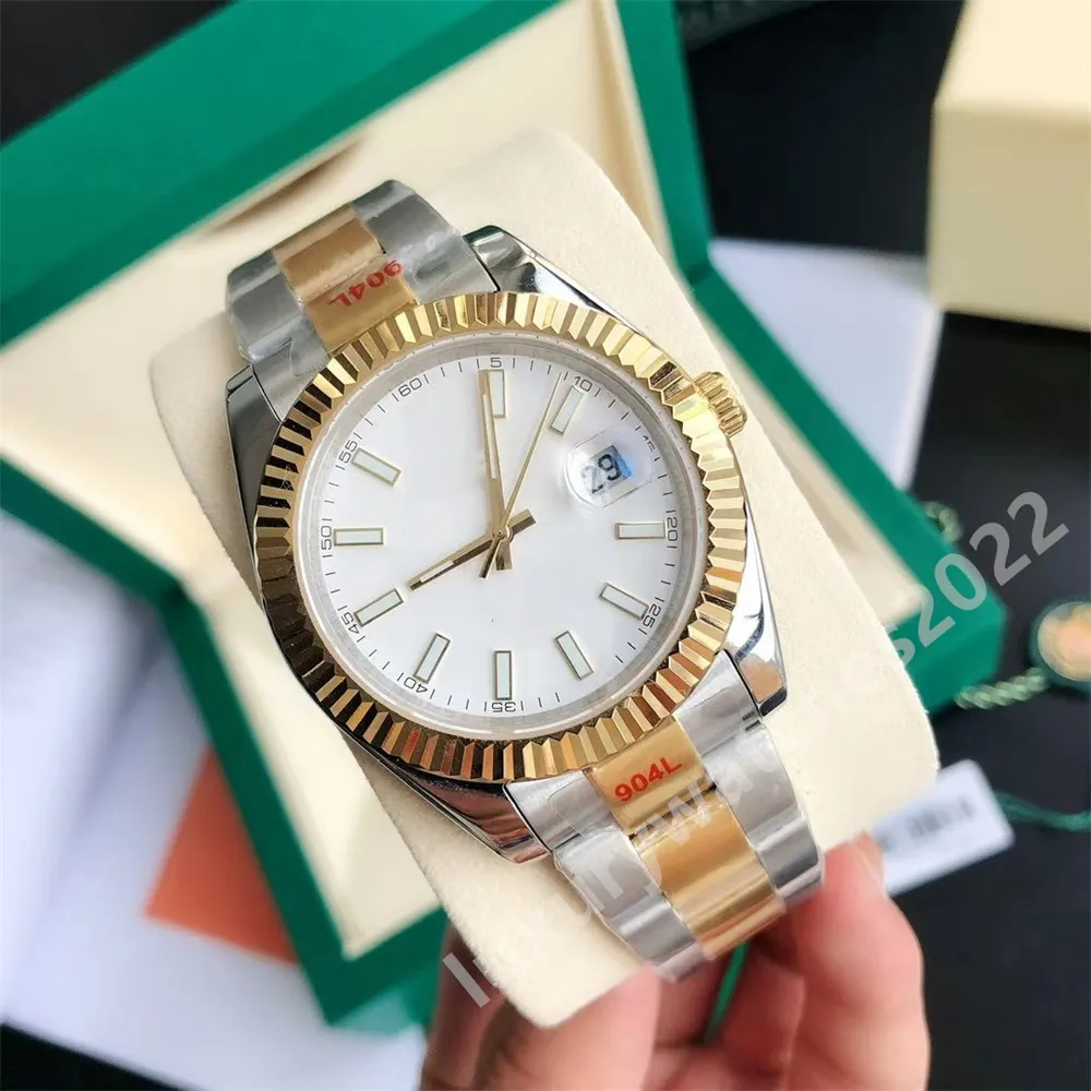 2022 Yeni Erkek Saat 41mm Zr Maker Datejust 126234 Beyaz Dial Otomatik İki Ton Yivli Kılıf Kılıfı Hassasiyet ve Dayanıklılık Safir Montre De Luxe Saatler