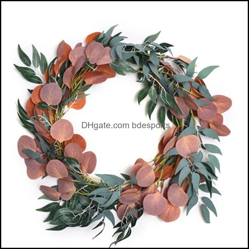 Artificial Plant Green Eucalyptus Vine Christmas Decoration Wreath Flower Wall Background Wall Decoration Home Weddi jllZtY