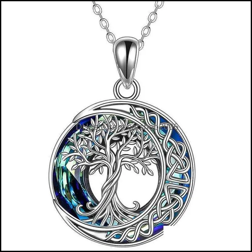 Tree of Life Cremation Urn Necklace Keepsake Ashes Hair Memorial Locket Circle Crystal Pendant Jewelry