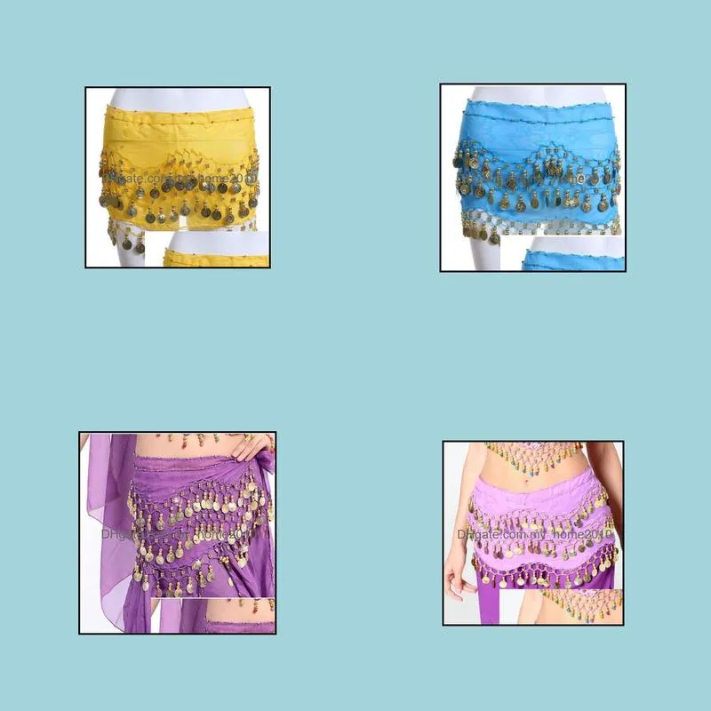 DHL free shipping New Sexy Women 3 Rows Belly Dance Hip Scarf Wrap Belt Belly Dancer Skirt Costume Party Chiffon Dancer Skirt 13