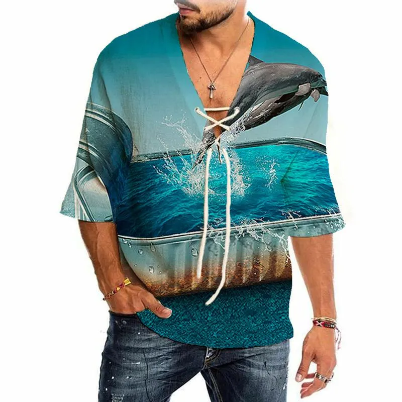 Camisas casuais masculinas Chegadas de roupas de cor para homens harakuju art roupas étnicas Padrões sólidos colar de gola francesa retirada