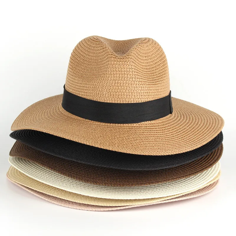 Men Beach Sun Hat Women Shade Hats Woman Man Spring Summer Panama Jazz Top Cap Straw Wide Brim Hat Women's Men's Caps Sunhat Outdoor Fashion Accessories Wholesale